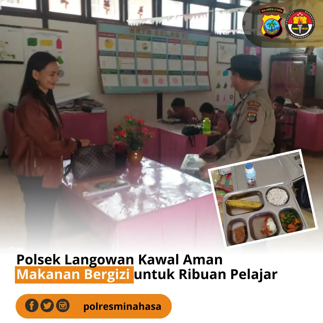 Polsek Langowan Kawal Penyaluran Makanan Bergizi untuk 1.164 Pelajar
